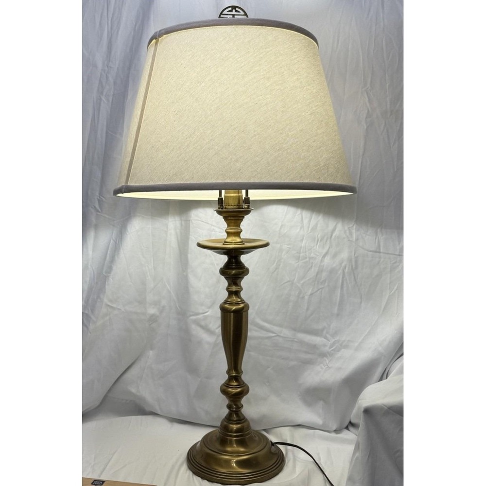 Vintage Mid Century Modern Brass Table Lamp Works 32" Tall No Shade Included